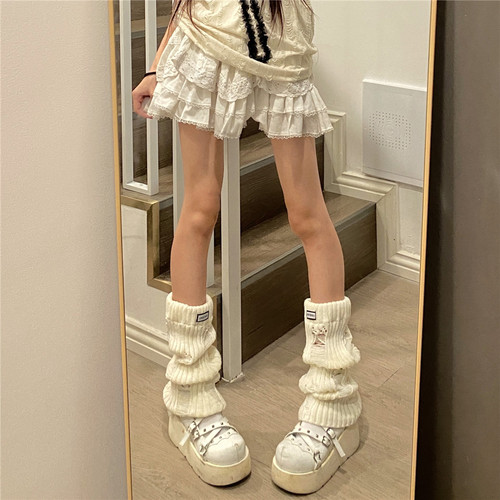 保暖女针织破洞堆堆腿套