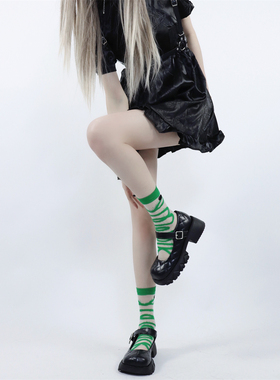 AY To films 夏季超薄玻璃丝短袜绿色网纱水晶卡丝透明堆堆袜子女