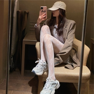 films纯欲白丝袜配靴子字母蕾丝袜洛丽塔白色打底袜显瘦