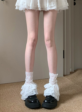 AYTofilms 洛丽塔多层蕾丝花边腿套春夏薄款甜美少女白色堆堆袜套