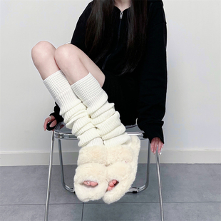 针织袜套秋冬保暖加厚白色JK腿套日系堆堆袜子小腿套 films
