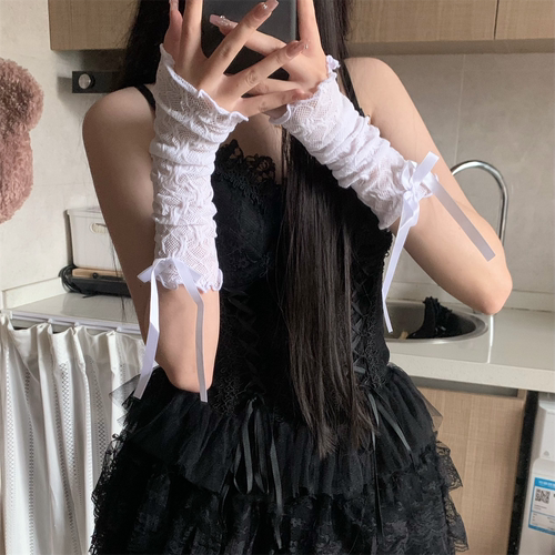 洛丽塔少女蕾丝飘带蝴蝶结袖套