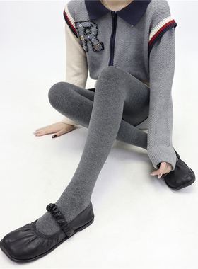 AY Tofilms灰色打底袜秋冬加厚保暖薄绒微压显瘦烟灰色平板连袜裤