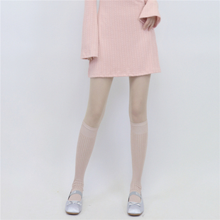 春夏芭蕾少女粉色金银丝小腿袜薄款 films 竖条显瘦中筒袜