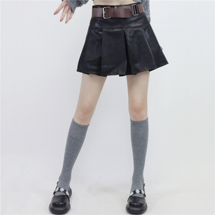 Tofilms灰色小腿袜秋冬保暖慵懒学院风羊毛中筒袜加绒显瘦袜子