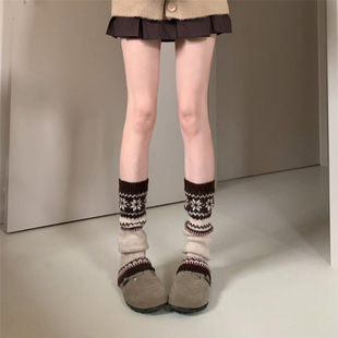 AYTofilms 费尔岛腿套秋冬复古咖色保暖羊毛北欧风勃肯搭堆堆袜套