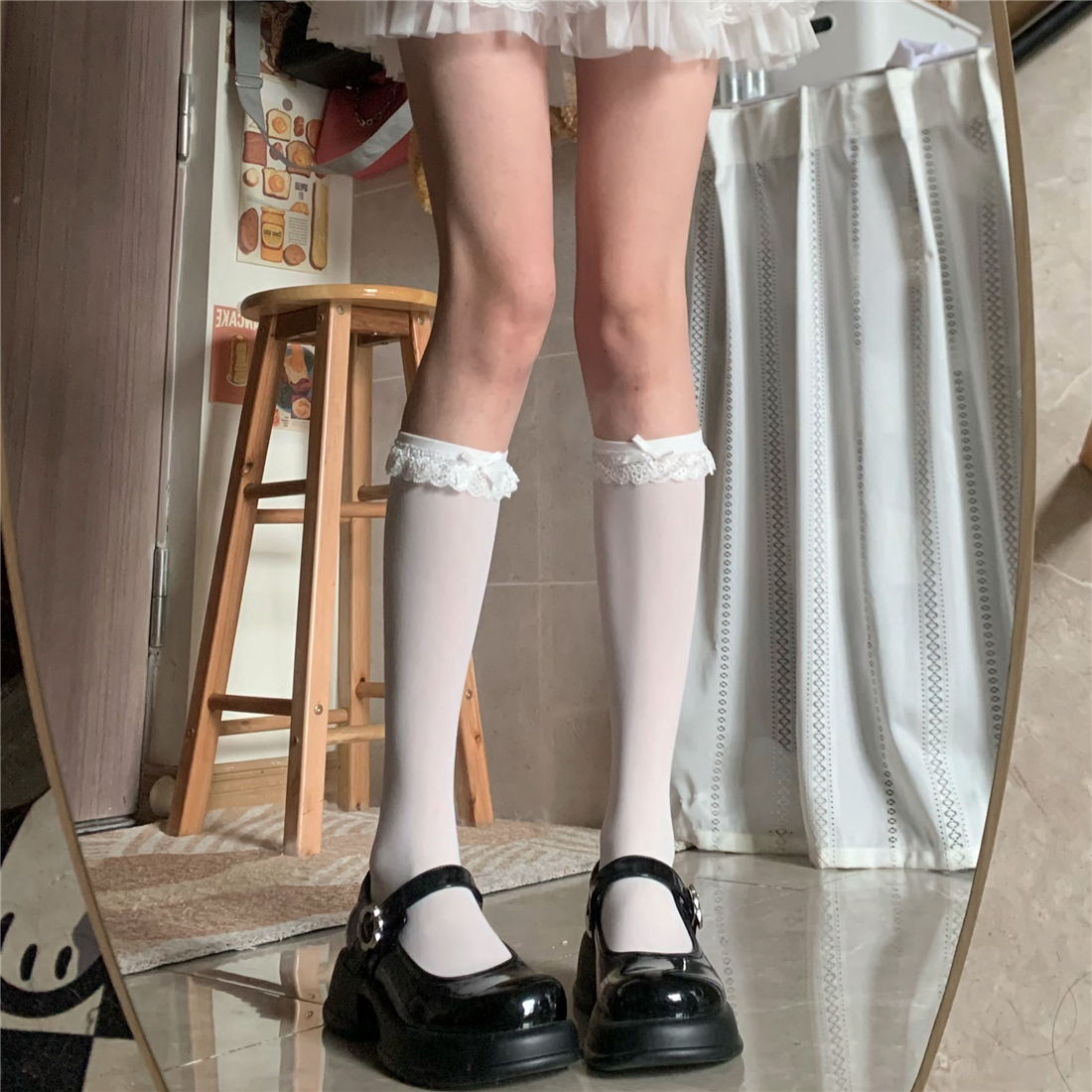 AYTofilms春夏花边蝴蝶结小腿袜