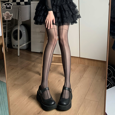 隐形T档薄透性感十字架黑丝袜