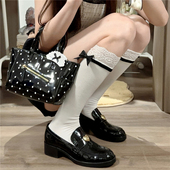 fims精致公主蕾丝花边拼接蝴蝶结小腿袜秋冬小香棉质中筒袜