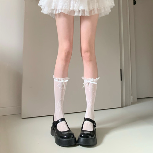 AYTofilms奶油花边蝴蝶结堆堆袜