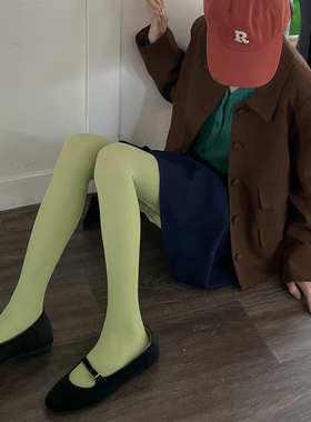 AY To films 秋季彩色竖条打底袜显瘦美腿天鹅绒奶白连裤袜复古袜