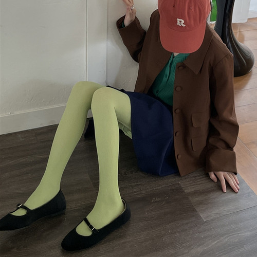 春秋彩色竖条打底袜显瘦连裤袜