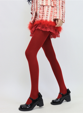 AY T films红色新年本命年棉质连裤袜时髦百搭灰色裤袜显瘦打底袜