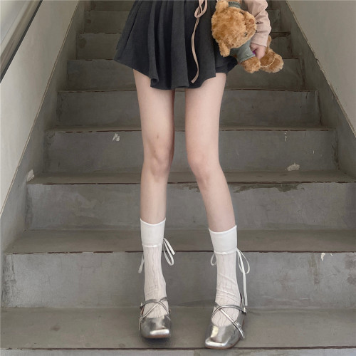 日系少女丝带蝴蝶结堆堆袜