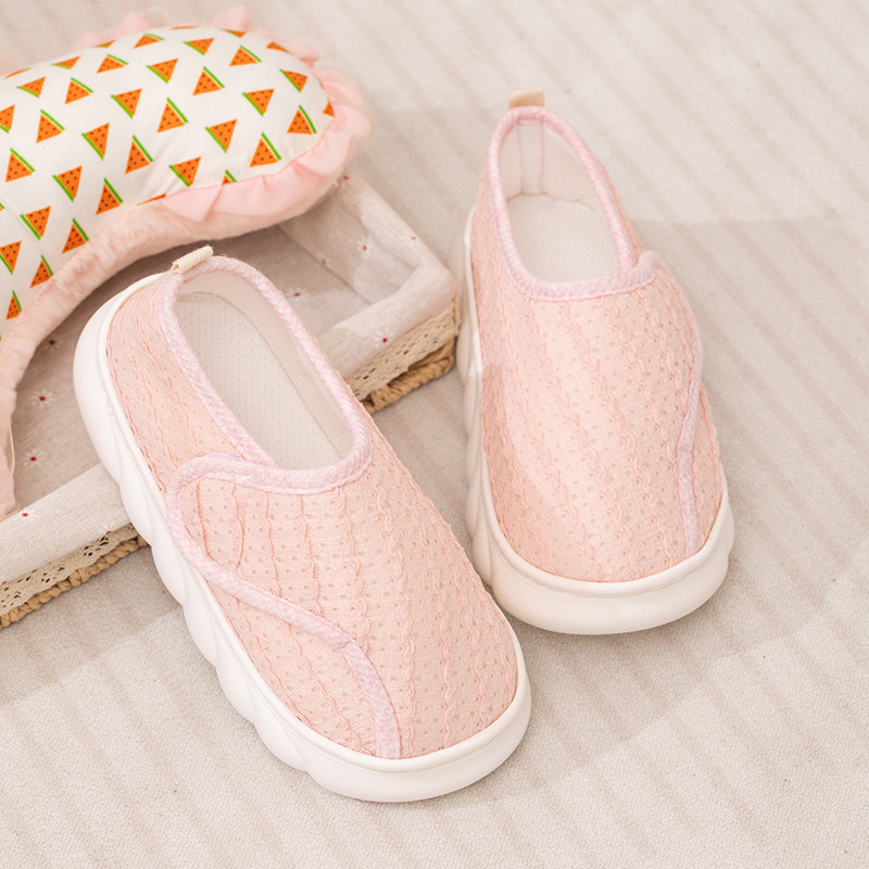 棉拖鞋室内家居女包跟月子鞋夏季薄款透气防滑孕妇踩屎感厚底拖鞋