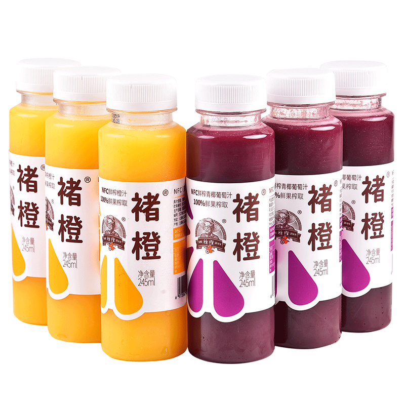 褚橙NFC鲜榨橙汁不加水不加糖245ml/瓶多个规格可选