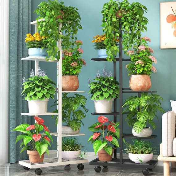 花架置物架阳台落地式可移动多层客厅铁艺层架盆景装饰绿萝花盆架
