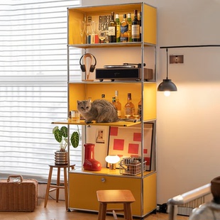 EUSS优斯家具书柜定制模块组合柜包豪斯不锈钢ins客厅陈列展示柜