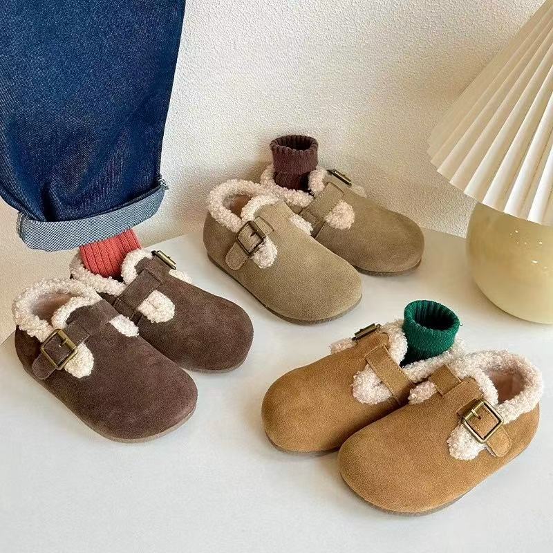 儿童勃肯棉鞋2025冬季新款羊羔毛保暖女童毛毛鞋男宝宝加绒豆豆鞋
