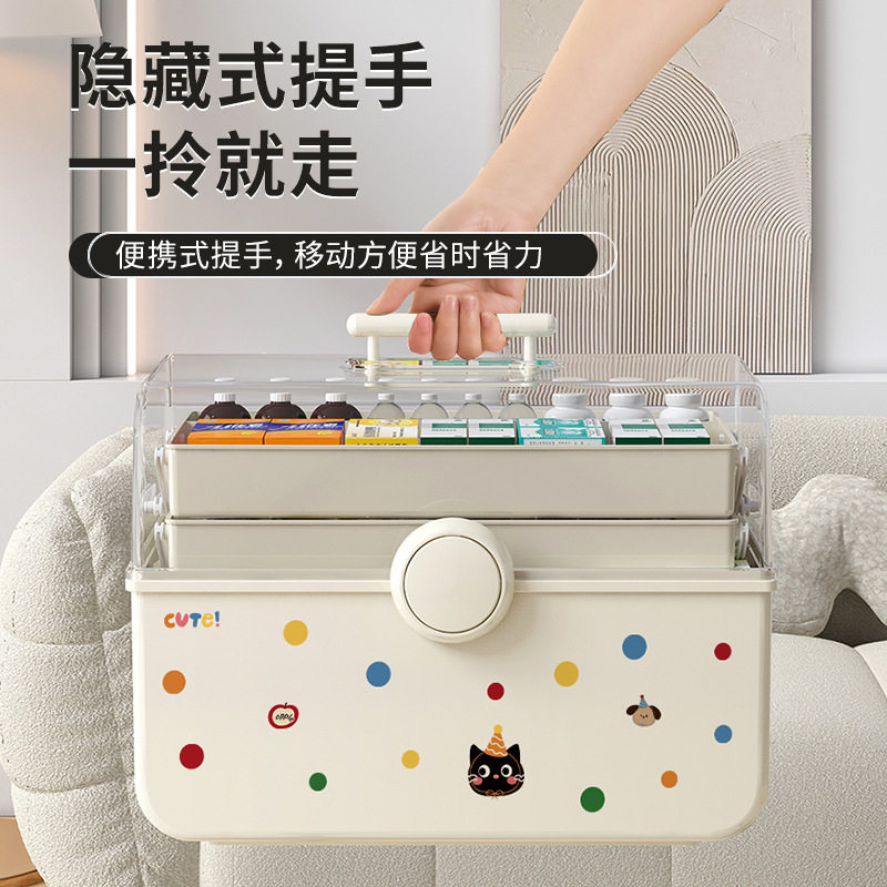 多功能医药箱桌面三层手提大容量带盖透明药品收纳箱创意收纳盒