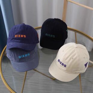 儿童鸭舌帽字母刺绣夏天遮阳短檐帽子男童宝宝春秋亲子款棒球帽潮