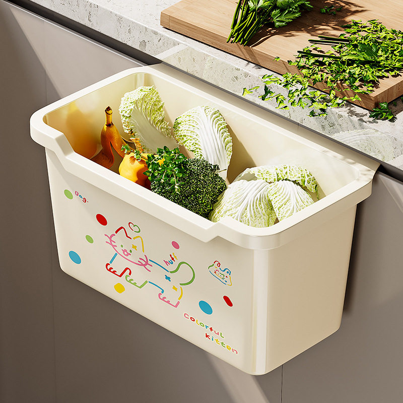厨房壁挂收纳盒家用橱柜整理免打孔蔬菜水果篮厨余垃圾收纳垃圾筒,收纳整理,壁式收纳盒,淘宝优惠券,粉丝福利购,淘宝优惠卷