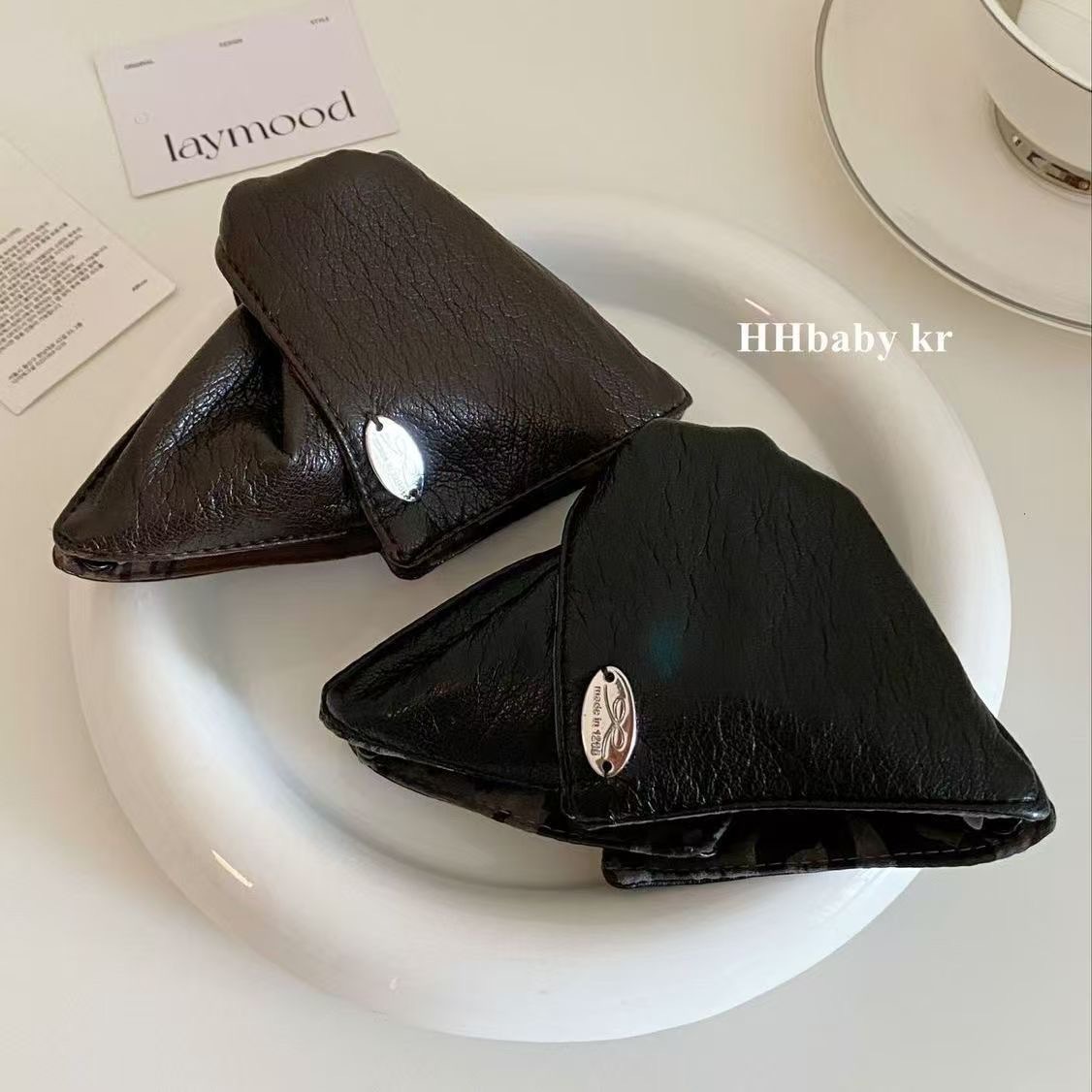 韩国柔软 秋冬仿荔枝纹小牛皮三角抓夹 高级感大号发量多发夹配饰