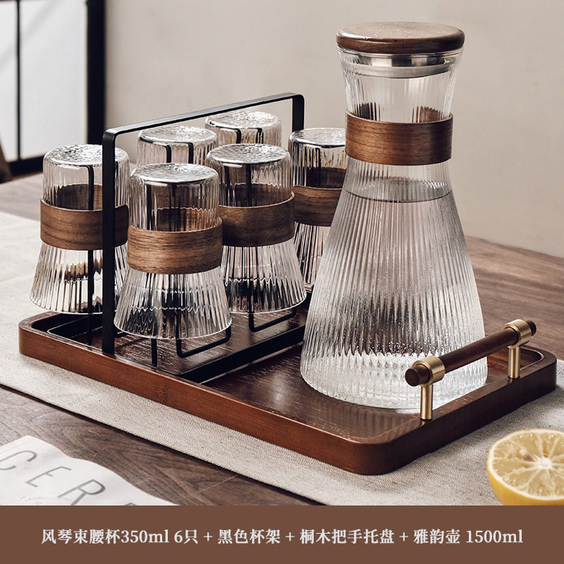 格娜斯中式水具耐热玻璃水杯套装礼盒家用喝水杯子冷水壶茶杯待客