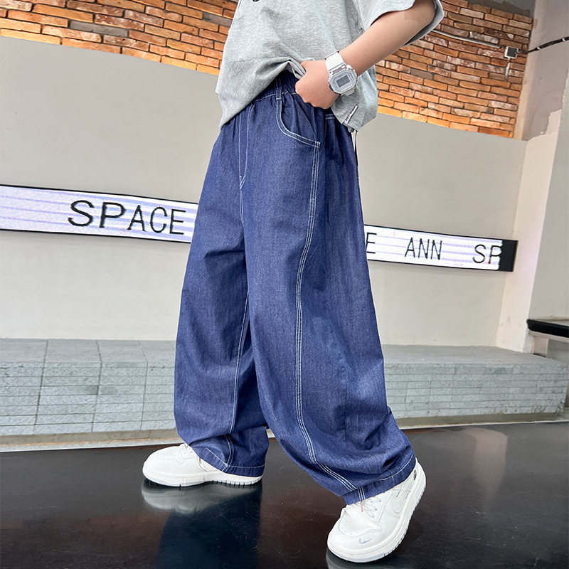 男童裤子夏季薄款牛仔防蚊裤2026新款儿童男孩夏装宽松休闲长裤潮