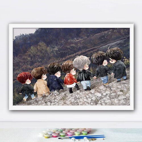 GOT7男团diy数字油画王嘉尔手绘涂色填充手工画客厅卧室装饰挂画