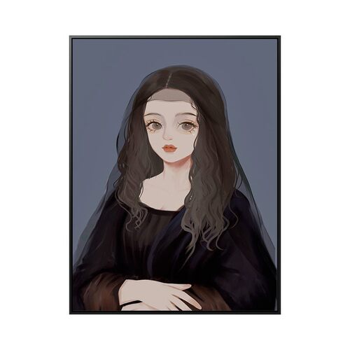 经典名画卡通版diy数字油画蒙娜丽莎的微笑玄关装饰挂画手工填色
