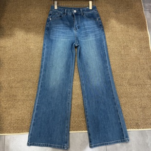 2026春款 十分微喇裤 蓝色韩代牛仔裤 水洗大牌定制高腰微喇牛仔裤
