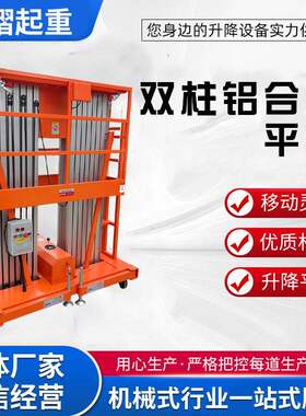 双柱铝合金升降平台双桅杆液压移动式登车空作业小型升降机