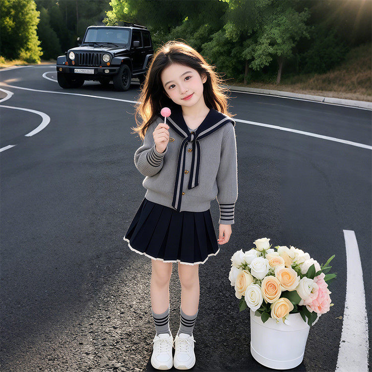 女童秋装毛衣2026新款女大童秋季学院风套装儿童连衣裙春秋款裙子