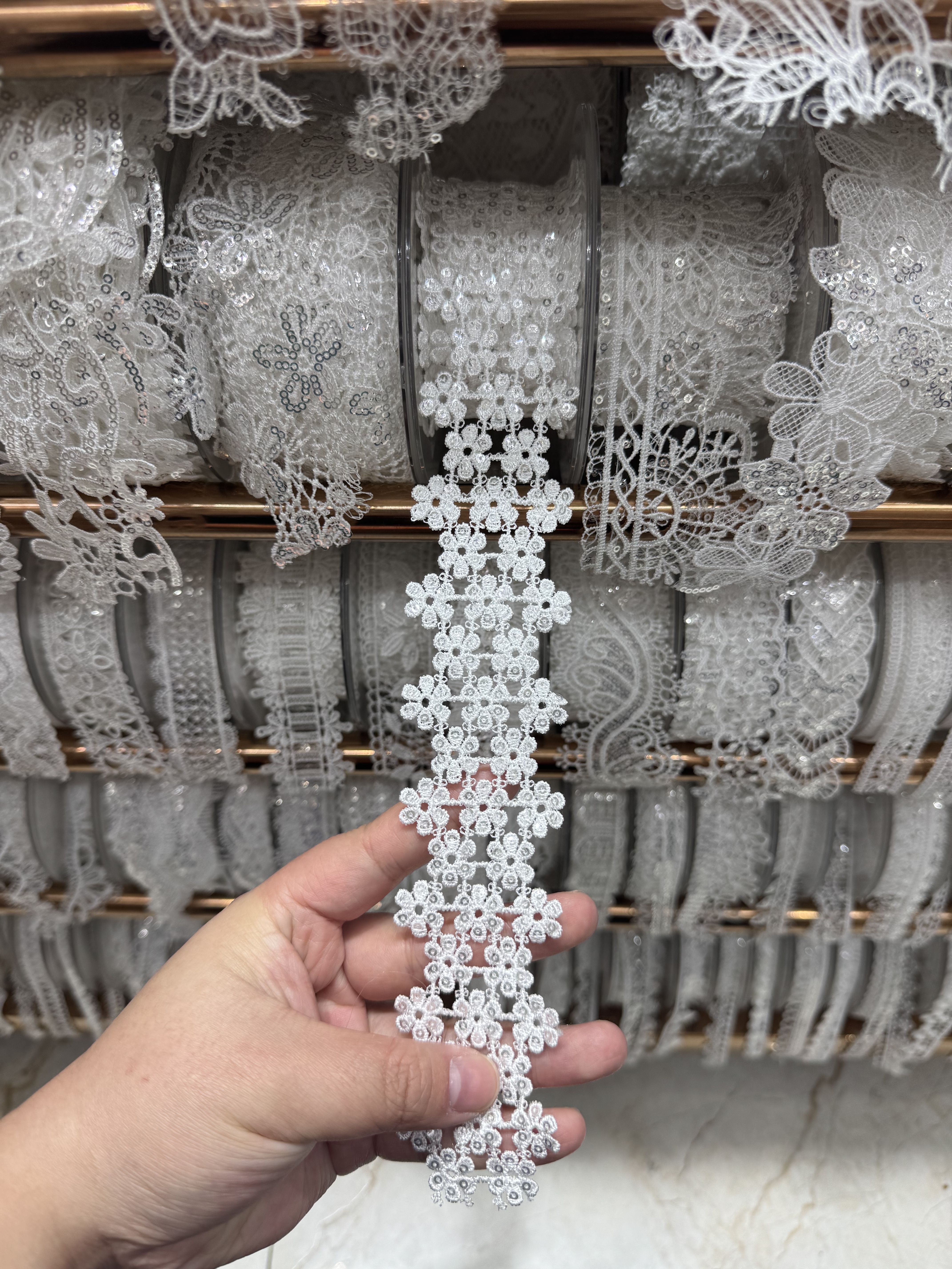 建诚绣品珠片精品白色蕾丝水溶花边辅料薄款diy娃娃裙边宽图片