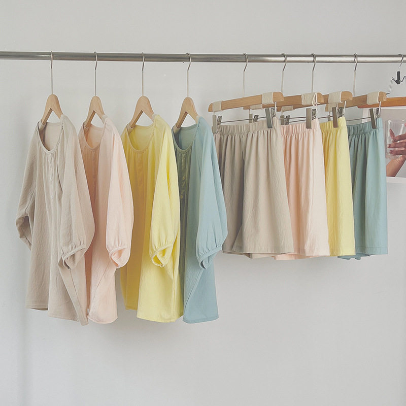 女士家居服套装夏季薄款套头短袖短裤外穿休闲简约居家睡衣裤