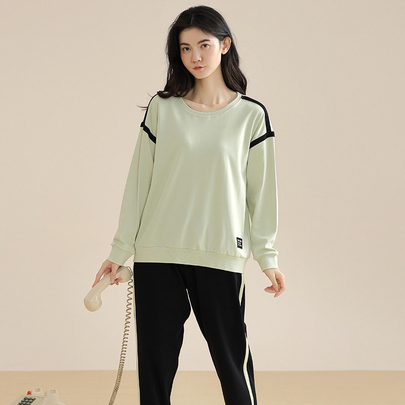 纯棉睡衣秋冬女全棉长袖休闲运动可外穿套装秋天女士大码家居服