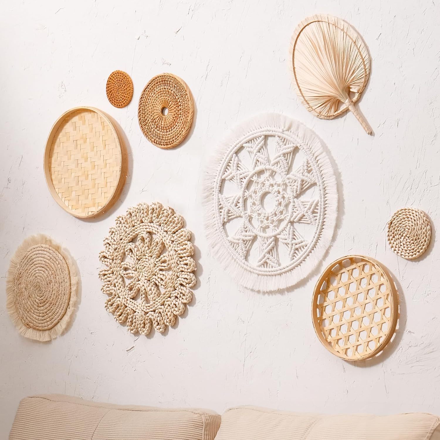 波西米亚风手工编织草编壁挂