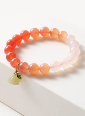 巴度浅变盐源玛瑙天然水晶手链女生小众韩国抖快直播串珠手串