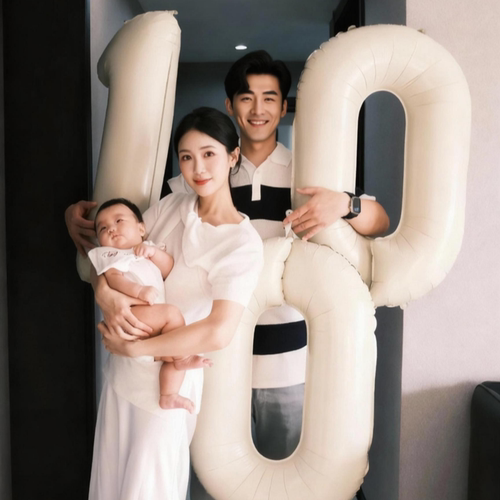 百天拍照数字气球满月布置装饰100天宝宝道具婴儿在家仪式感生日