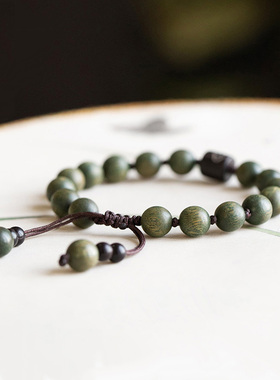 子木。|一枝春|绿檀女木质佛珠