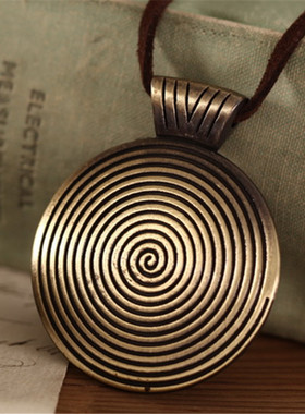余烬之上刘敏涛同款复古民族风圆形纹理项链长款毛衣链棉麻配饰