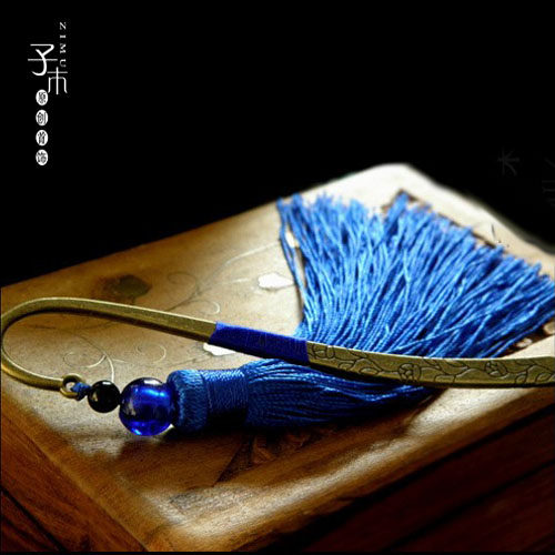 子木。原创手工古典琉璃宝蓝流苏步摇发簪书签情侣旗袍。蓝风
