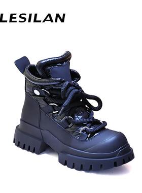 爱乐诗兰秋冬新款粗跟厚底系带马丁靴3D05