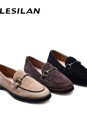 爱乐诗兰乐福超软小真羊皮单鞋子春夏季新女款英伦风黑色平底4c05