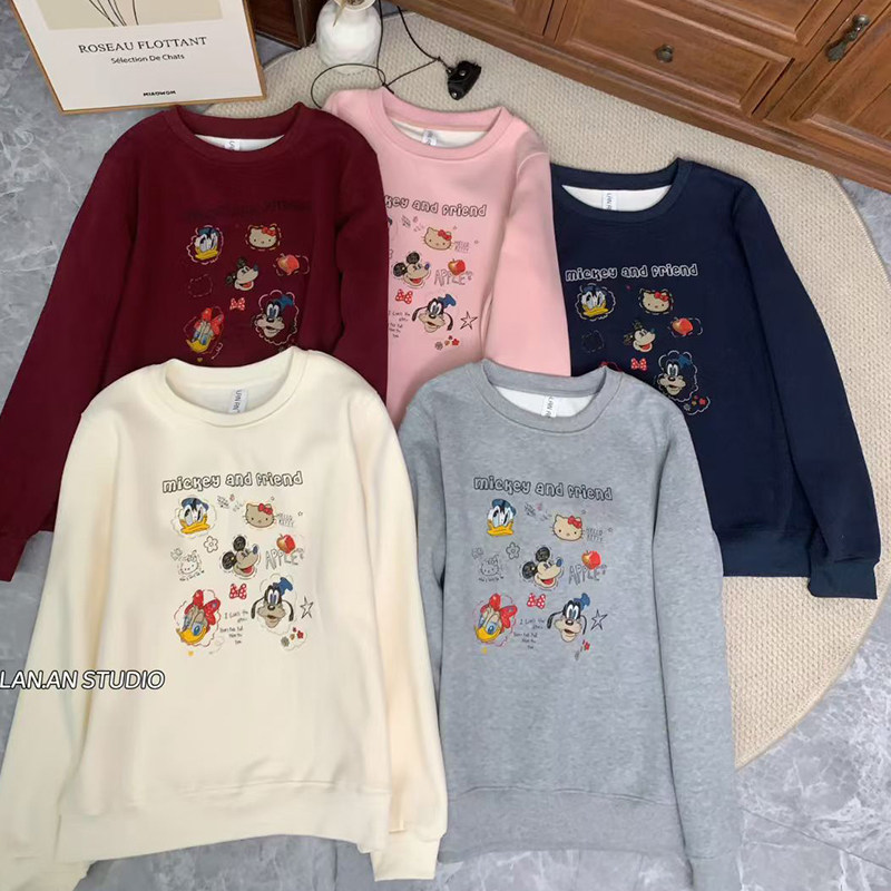 冬季新品慕冬棉内加绒卫衣卡通印卫衣/绒衫