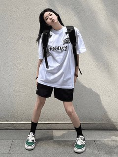 郡主 美式潮牌宽松遮屁股短袖t恤女2024新款oversize100%纯棉上衣