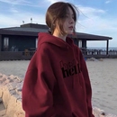 酒红色卫衣女2025新款 宽松oversize小众设计感慵懒风连帽上衣 爆款
