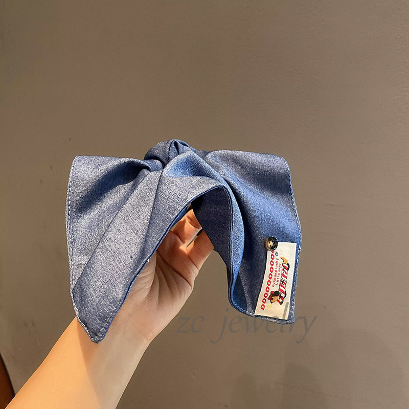 韩版牛仔布艺方巾大肠发圈气质简约头绳女个性卡通腊肠狗发绳头花