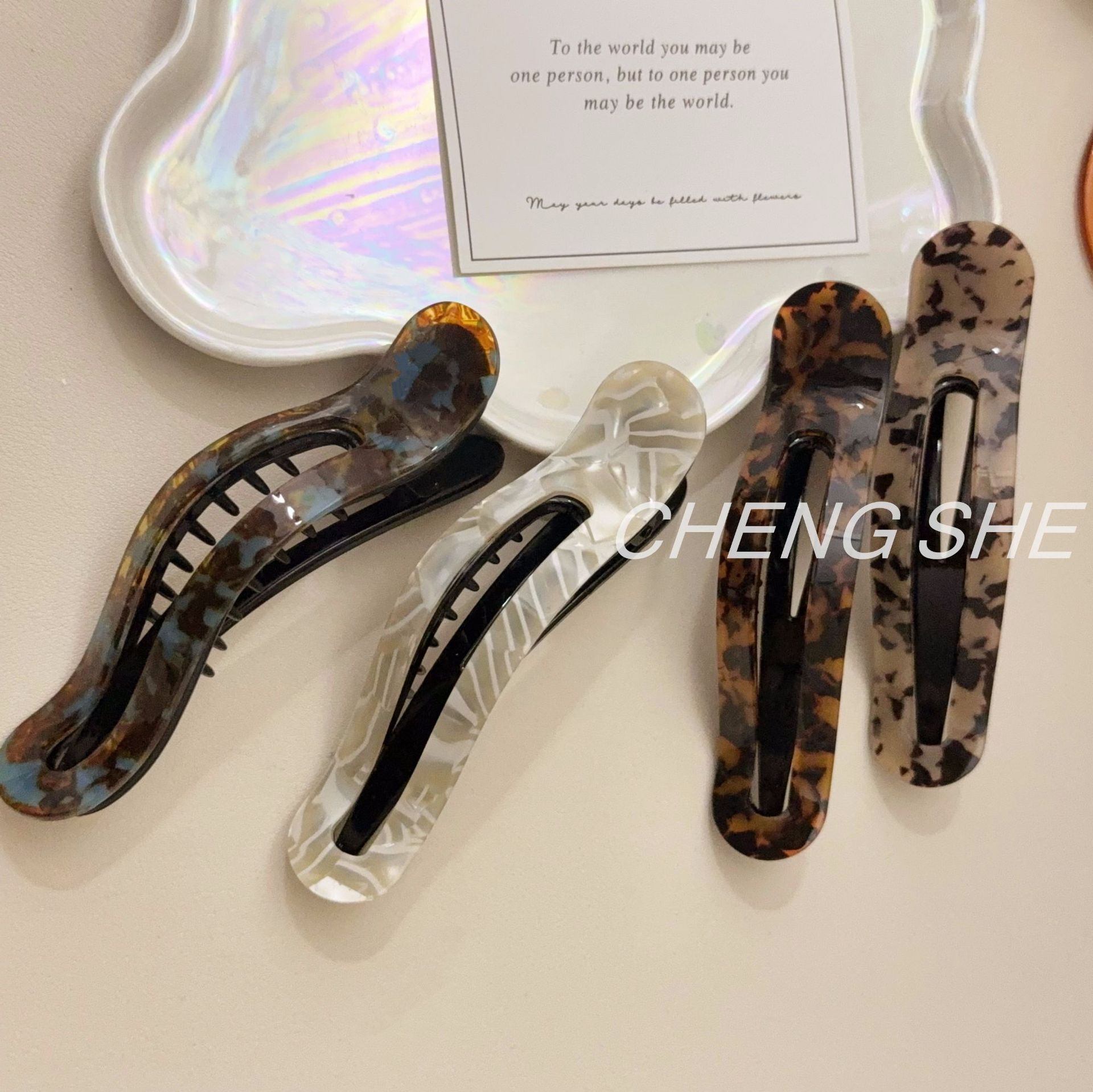 气质醋酸发夹女新款高级感后脑勺懒人盘发神器大号鸭嘴夹一字夹子